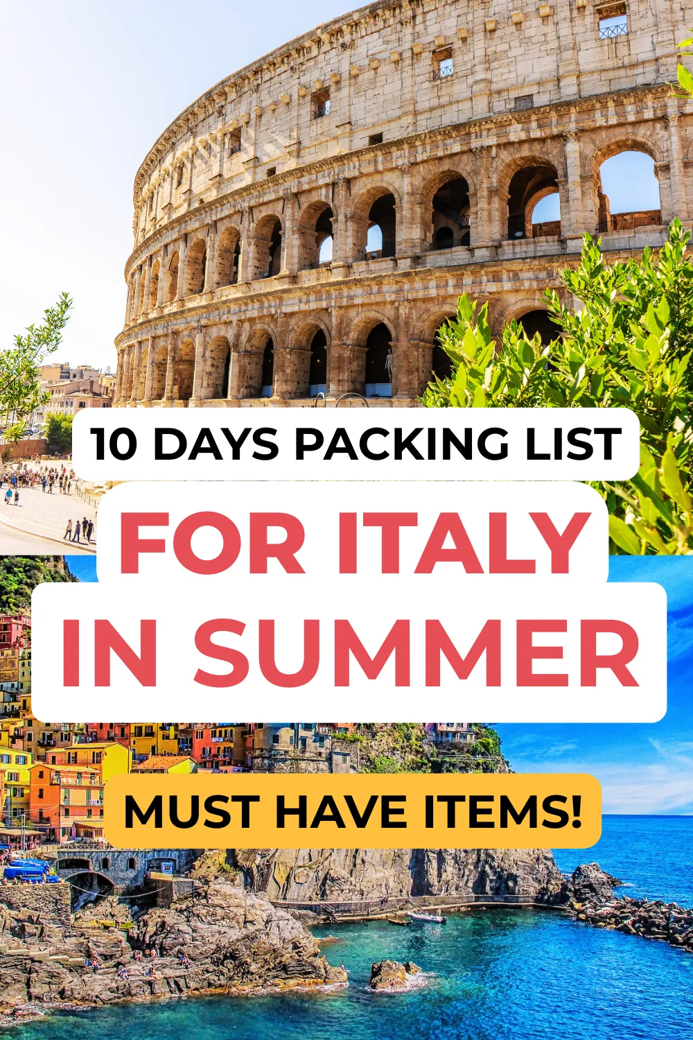 10 Day Italy Packing List Summer