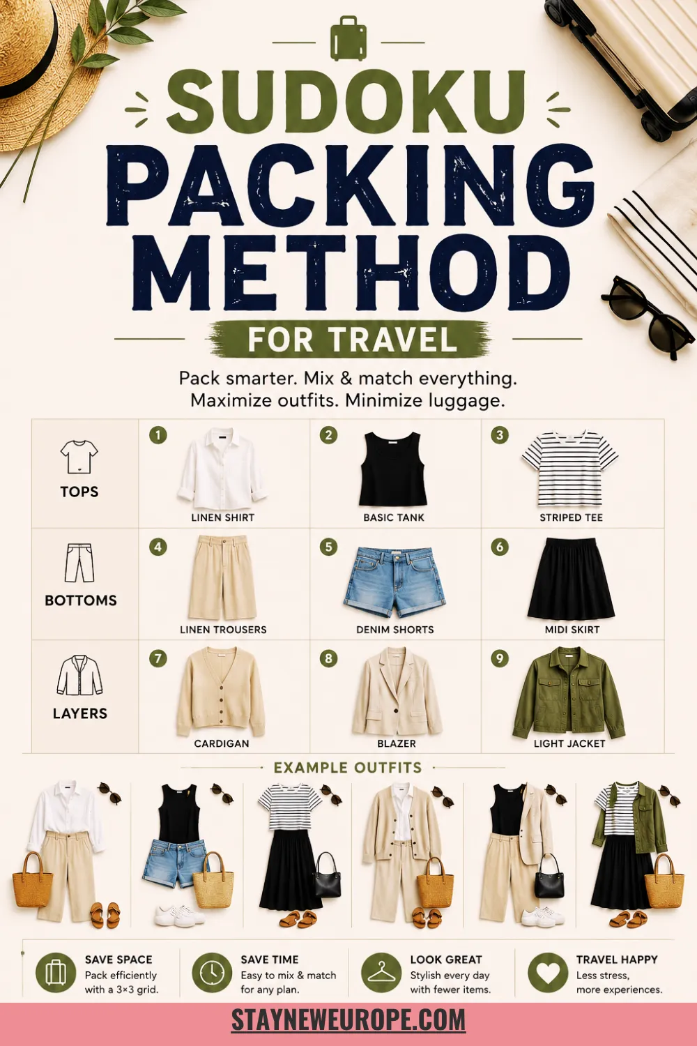 Sudoku packing method for travel